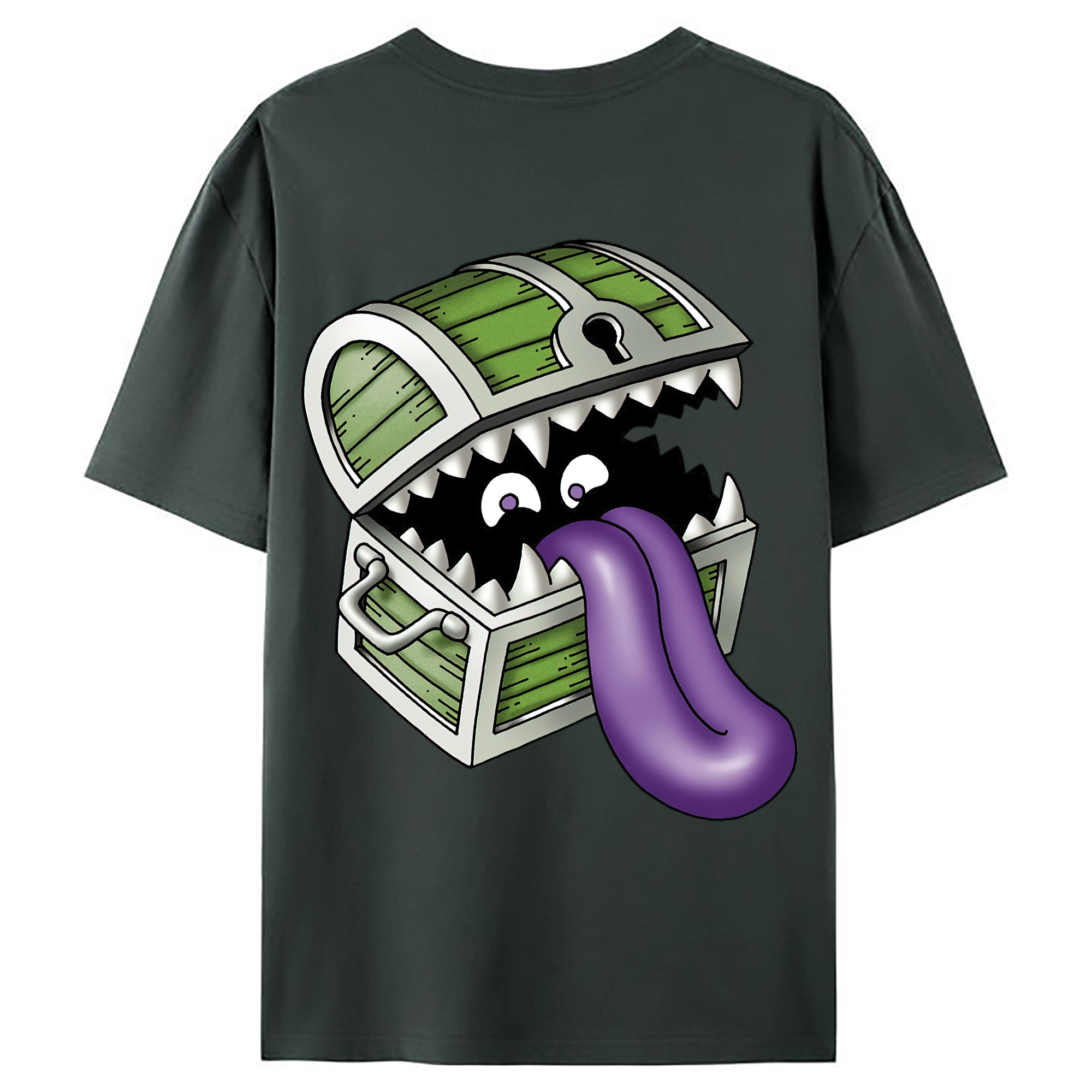 （画像用） ドラゴンクエスト Doragon Kuesuto Dragon Quest 綿100％ メンズ半袖Tシャツ（バックプリント） 通気性